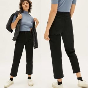 Everlane The Straight Leg Crop Black Pants Cotton Garment Dyed Womens 14 short
